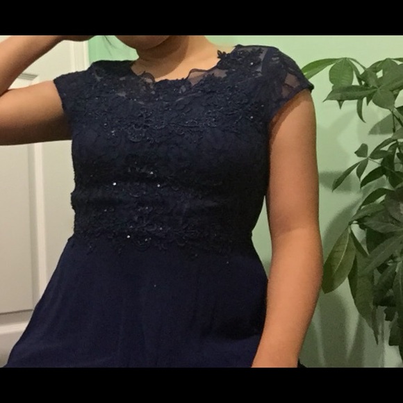 Simple and Elegant long dark blue dress - Picture 1 of 5